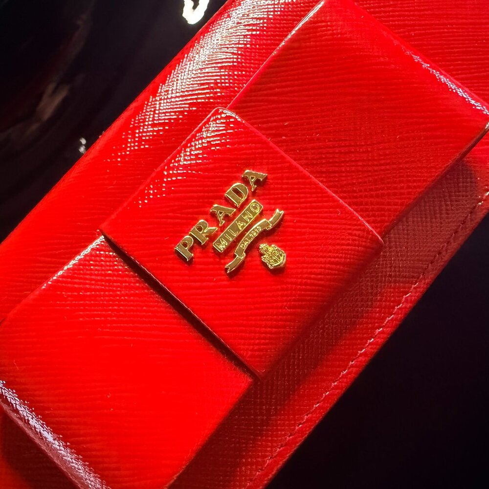 Prada Patent Leather Bow Wallet (Rare)